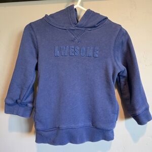 Toddler Blue Hoodie with 'Awesome' Embroidery, 12mo